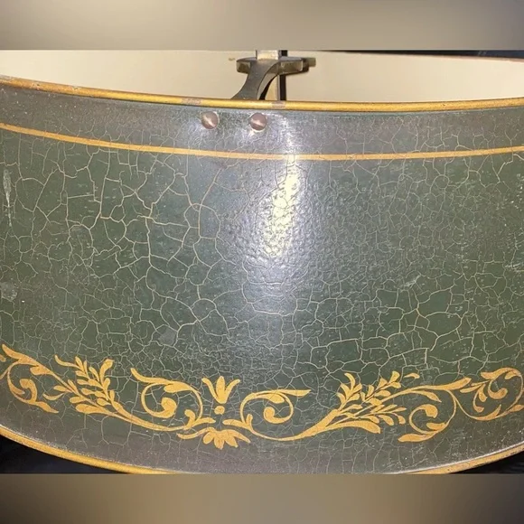 Hammered Copper French Bouillotte Lamp Handpainted Shade W/ Built In Inkwell WOW - Picture 11 of 12